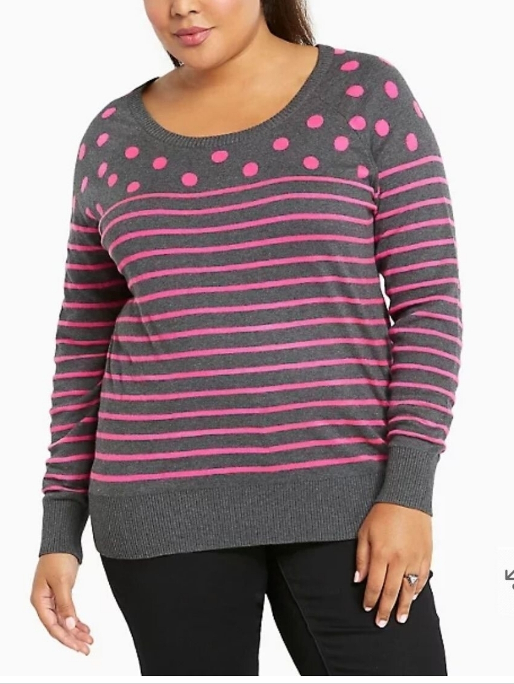 torrid Charcoal SweaterHot Pink Polka Dots & Stripe Size 4 New Without Tags Plus